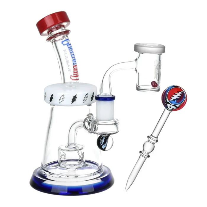 Grateful Dead x Pulsar Lightning Bell Dab Rig Set - 7.5" / 14mm F - Image 1