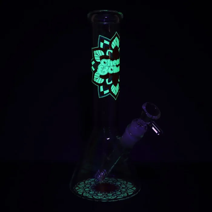 Cheech & Chong Glass Mandala Glow Glass Beaker Water Pipe - 10" - Image 4