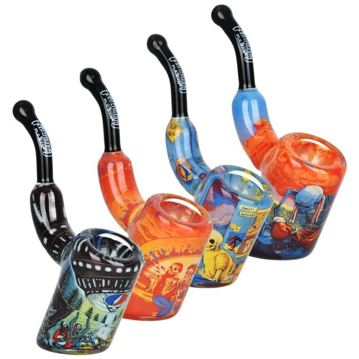 Grateful Dead x Pulsar Inside Print Bent Sherlock Pipe | 4" - Image 1