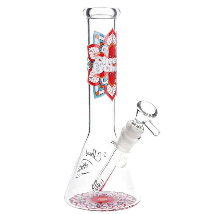 Cheech & Chong Glass Mandala Glow Glass Beaker Water Pipe - 10" - Image 2