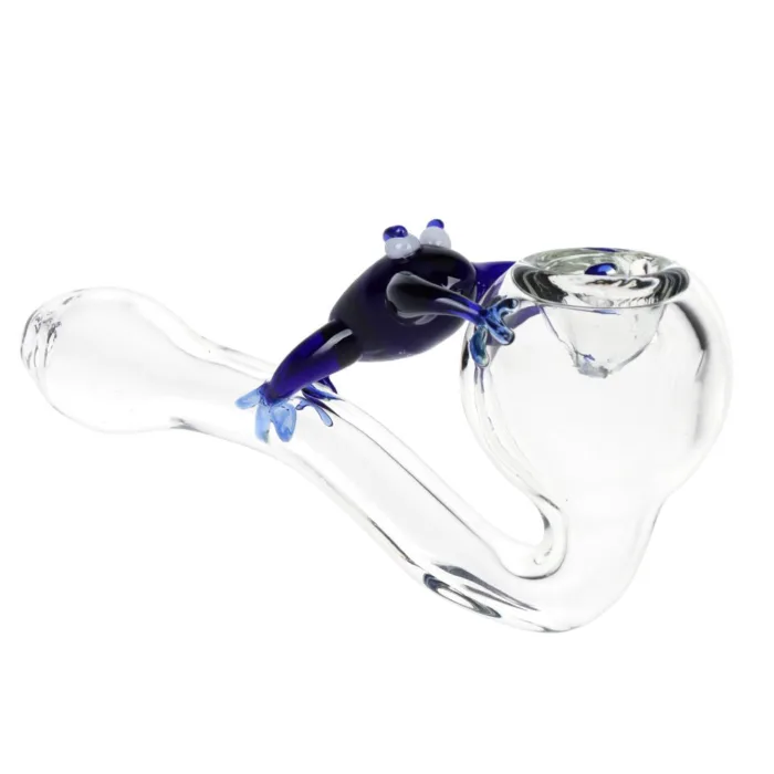 Frogger Glass Sherlock Hand Pipe - 4.75 - Image 2