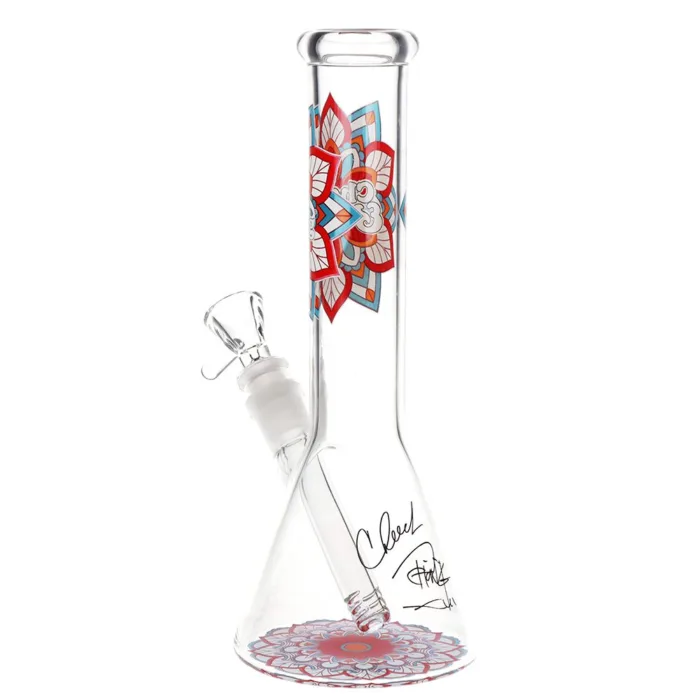 Cheech & Chong Glass Mandala Glow Glass Beaker Water Pipe - 10" - Image 3
